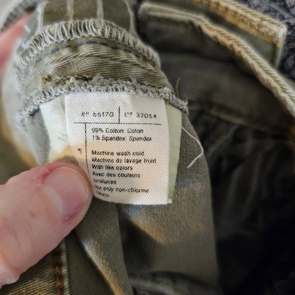 CHINO by Anthropologie Olive Green Relaxed Fit Pants Navy/Orange Side Stripe 30 - Picture 9 of 9
